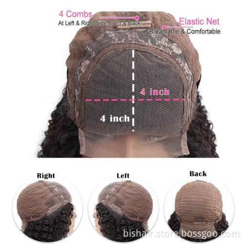 Loose Deep Wave Lace Front Wig Real Human Hair Brazil 4x4 Lace Hair Wig 150% Dense Holiday Hair Suitable for Women Natural Black